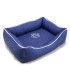 Cama cuadrada Azul con Huella y Ribete 70x55x19cm