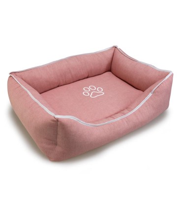 Cama cuadrada  Rosa con Huella y Ribete 70x55x19cm