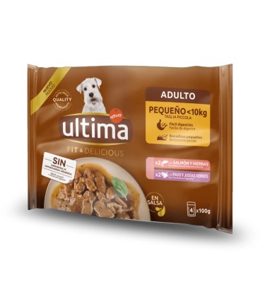 ULTIMA SOBRE- MINI ADULT SALMON-PAVO (4x100.gr)