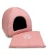 Iglú Para Perros Rosa con Huella y Ribete 40x40x45cm