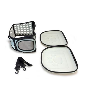 Transportín plegable gris - para pequeñas mascotas - 42 x 27 x 32 cm